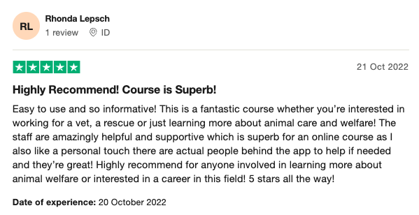 5 Star Trustpilot review for Online Courses Australia